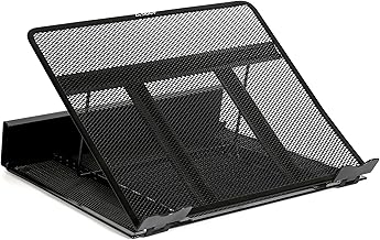 DESIGNA Metal Mesh Ventilated Adjustable Laptop Stands Computer Notebook Holder Stand Riser Compatible with Apple MacBook Air Pro Dell XPS HP Samsung Lenovo More Laptops up to 19"- Black
