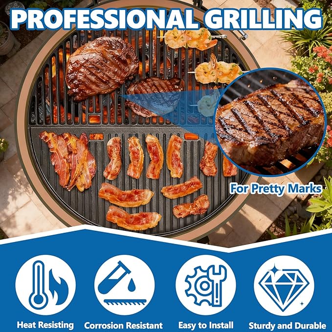 SafBbcue 24" Kamado Cooking Grate Griddle for 24 Inch Kamado Grill Replacment Parts Joe Big Joe Pro Joe Charcoal Grills BJ24RHC Big Joe II, for Kamado E6/S6 Joe Big Joe I, II III Grills