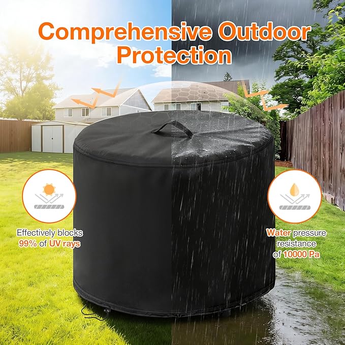 POMER Fire Pit Cover,30inch Round Fire Pit Cover for BALI OUTDOORS Gas Firepit Table Waterproof Propane Gas Fire Pit Column Cover - 30" D x 25" H