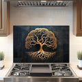 DAIFURONGE Tempered Glass Backsplash for Kitchen, Tree of Life Art Stove Backsplash Protector - Easy to Clean Wall Decor (Art Deco 1, 30"x20"(76.2x50.8cm))