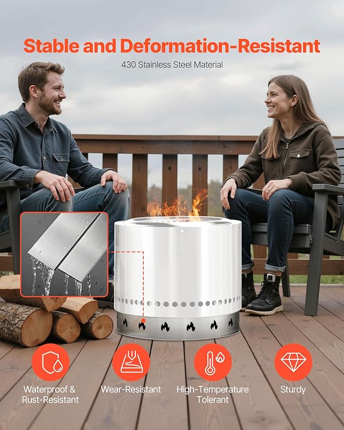 VEVOR Fire Pit Stand for Solo Stove Bonfire,27 Inch Smokeless Fire Pit Ring,Stainless Steel Fireplace Stove Ranger Support Frame Accessory, Portable Outdoor Camping Holder Tools for Fireplace