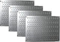 Wall Control Pegboard Wall Organizer Tiles Modular Galvanized Steel Pegboard Tiling Set - Four 12-Inch Tall x 16-Inch Wide Peg Board Panel Wall Storage Tiles - Easy to Install (Metallic)