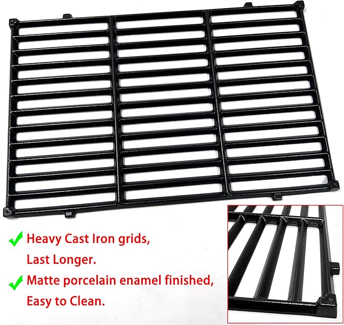 Direct Store DC130 17.5" 7638 2pk Cast Iron Cooking Grill Grates Replacement for Weber Spirit 300, 310, 320 Series, Spirit 700, Genesis Silver B/C, Genesis Gold B/C, Genesis Platinum B/C Gas Grills