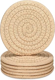 6 Pcs Drink Coasters, Absorbent Coasters for Drinks,Cotton Woven Coaster for Dinning Room Decor Housewarming Cup Mat for Hot Cold Drinking