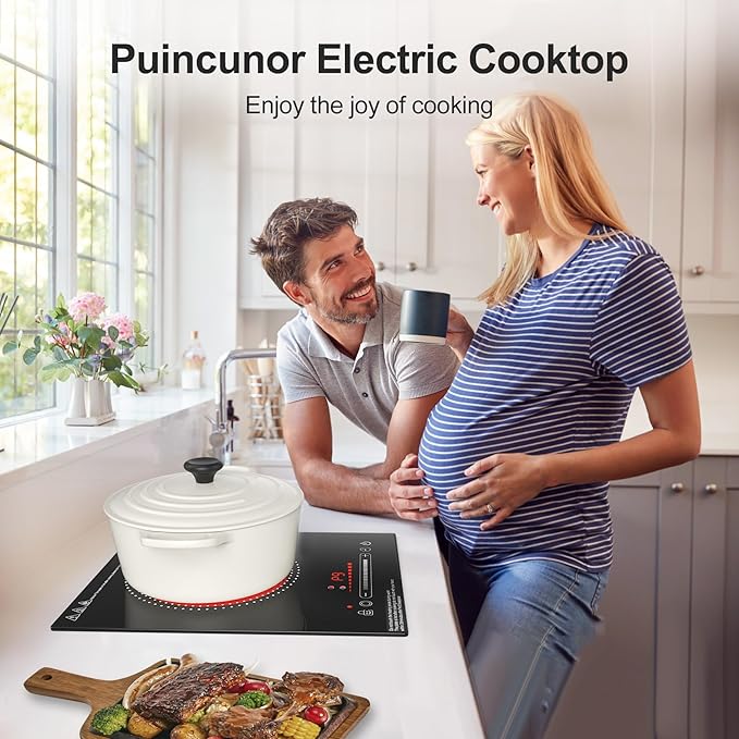1800W Electric Cooktop Single Burner, 110V Electric Stove with LED Touch Control, 10 Power Levels, Child Safety Lock, Timer & Overheat Protection.