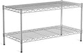 2-Tier Heavy Duty Shelving Unit,36" Wx18 Dx19.5H,Wire Shelf Rack with Lockable Wheels,Height Adjustable Metal Storage Shelves Organizer for Living Room,Garage,Kitchen,Office,Laundry,Pantry