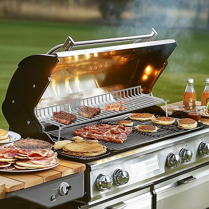 G467-0001-W1 Grill Warming Rack for Charbroil Advantage Replacement Parts 463344015 466344015, Swing Away Grid for Charbroil Upper Grate Charbroil Advantage 4 Burner Grill Rack Replacement