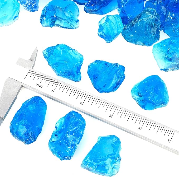 Mr. Fireglass Crushed Fire Glass for Natural or Propane Fire Pit, 10 Pounds Decorative Recycled Fireplace Glass Rocks for Fire Pit Fireplace and Landscaping, High Luster Turquoise