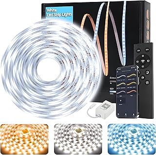 Tenmiro White LED Strip Lights 16.4ft (600 LEDs) Super Bright 25000K Daylight White, 3Color Temperature Dimmable with Smart App & Remote Control for Bedroom Kitchen Commercial Home Lighting Decor