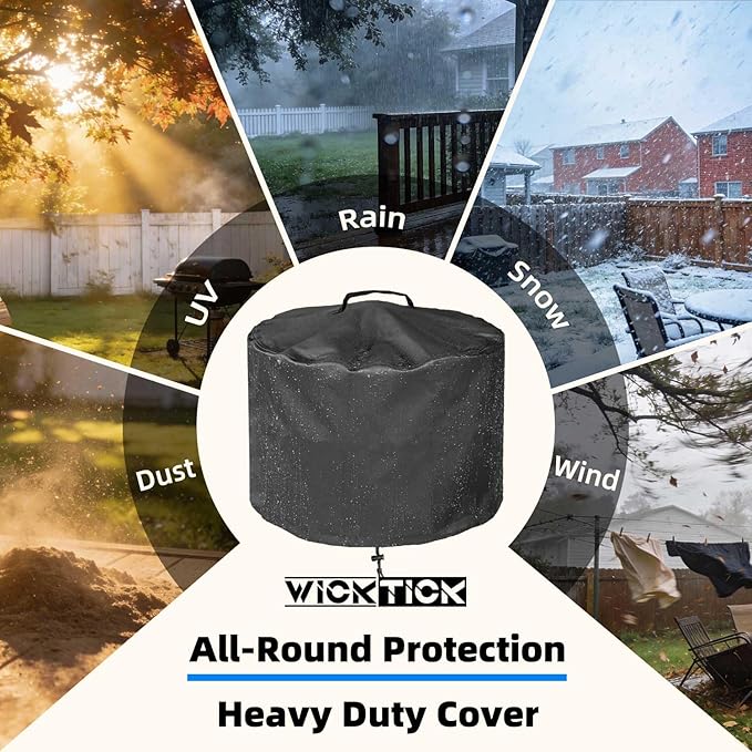 WICKTICK 28 Inch Round Fire Pit Cover for Solo Stove Yukon 2.0, 600D Heavy Duty Waterproof Firepit Accessories for Outdoor Camping, All-Weather Resistant