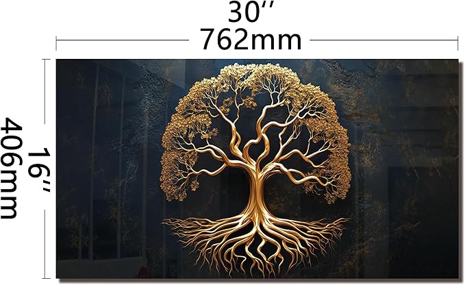 DAIFURONGE Tempered Glass Backsplash for Kitchen, Tree of Life Art Stove Backsplash Protector - Easy to Clean Wall Decor (Art Deco 1, 30"x16"(76.2x40.64cm))
