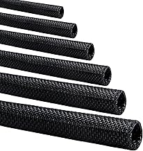 Split-Sleeve Wire Loom for High-Temperature Automotive Harness and Home Cable Management, 25ft - 1/2 inch Braided Cable Management Sleeve Cord Protector, Self-Wrapping Split Wire Loom