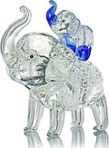 Crystal Elephant Figurines Collectible Glass Elephants Figurine Decor for Home Office Tabletop Mother's Birthday Housewarming Gifts for Women (Mom and Son)