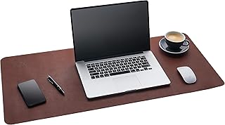 Gallaway Leather Desk Mat, Office Writing Desk Pad, Large 36" x 17" Dark Brown, for Top of Desks, Gift Ready Elegant Computer Desk Cover Protector PU Leather