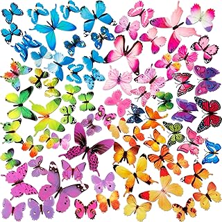 120PCS 3D Colorful Butterfly Wall Stickers, Butterfly Wall Decals, Removable Butterflies DIY Art Decor Crafts for Party Offices Bedroom Room Sticker Set