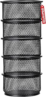 grwanpen®5-Pack Stackable Mesh Desk Organizer Bins - Durable Storage Containers for Paper Clips, Rubber Bands, and Office Supplies, Black