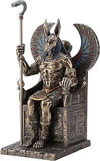 Veronese Design 10 5/8" Tall Egyptian God Anubis Sitting on Throne Statue Cold Cast Resin Antique Bronze Finish Sculpture