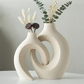 Levvohd Hollow Ceramic Vase Set of 2, Modern Nordic Minimalist Book Style Boho Aesthetic Vases for Home Decor Living Room Shelf Entryway Coffee Centerpiece Table Decorative (Cream White)