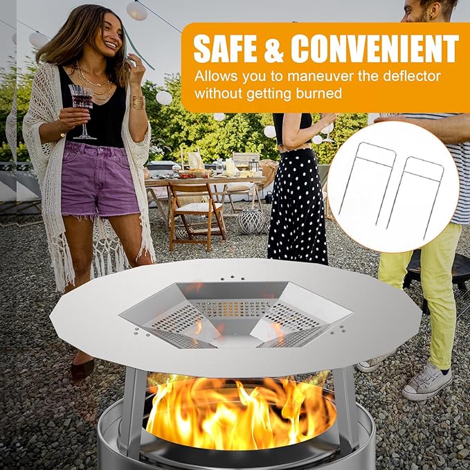 BBQ-PLUS One-Piece Heat Deflector Replacement for Solo Stove Yukon 27" Fire Pit, 304 Stainless Steel Heat Diffuser Accessories with 3 Support Leg for Most 27 inches Outdoor/Indoor Backyard Fire Pit
