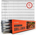 Stock Your Home 12 Pack Aluminum Grill Grate Liners, 12" x 20" No Mess Foil Disposable Grill Toppers for Outdoor Charcoal BBQs, Grilling Accessories