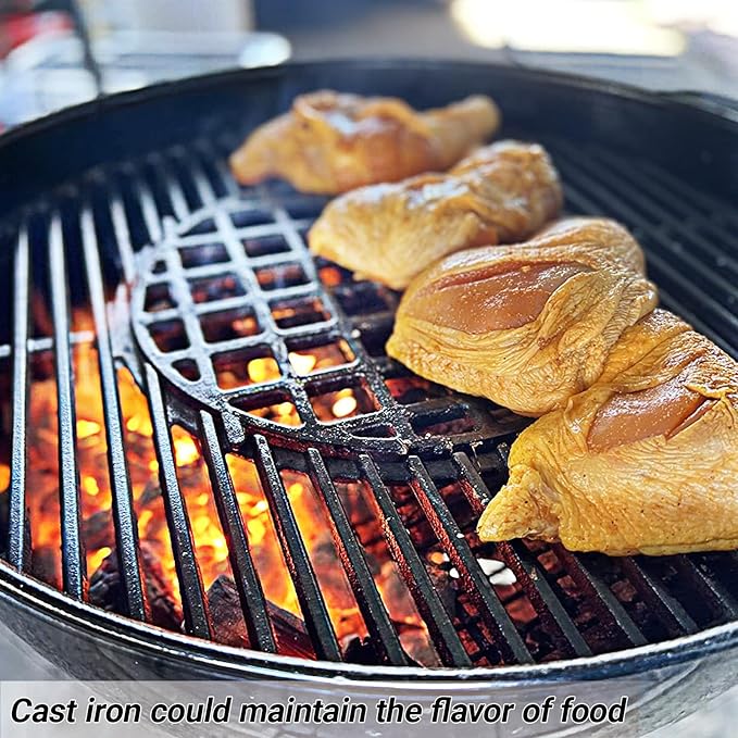 Uniflasy Cast Iron Cooking Grate for Weber 22 inch Kettle Grills, Gourmet BBQ System, One-Touch, Bar-B-Kettle, Master-Touch, Performer, for Weber 22.5 inch Original Kettle Premium Charcoal Grill, 8835