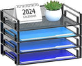Samstar 4 Pack Stackable Letter Paper Tray, Desk File Organizer Paper Sorter for Letter/A4 Size Folders Documents, Mesh Made