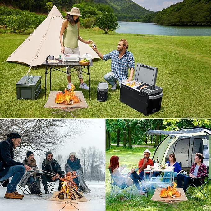 22″Portable Fire Pit for Camping,Large Upgrade Collapsing Stainless Steel Mesh Outdoor Fire Pits for BBQ Heating,Bonfire,Barbecue,Patio,Backyard,Garden(Carrying Bag Included)
