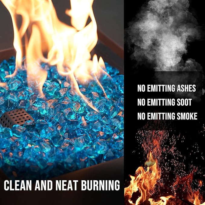 Skyflame 10-Pound Polygon Fire Glass for Fire Pit Fireplace Landscaping,1/2-inch, Aqua Blue