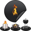 Protebox 48'' Fire Pit Mat for Solo Stove Bonfire, Round Fireproof Under Grill Mat, Oil-Proof Waterproof BBQ Pad for Deck Patio Grass Outdoor Grill Accessories, Portable and Reusable, Glossy Black