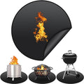 Protebox 36'' Fire Pit Mat for Solo Stove Bonfire, Round Fireproof Under Grill Mat, Oil-Proof Waterproof BBQ Pad for Deck Patio Grass Outdoor Grill Accessories, Portable and Reusable, Glossy Black