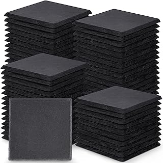 72 Pieces Slate Drink Coasters, GOH DODD 4 Inch Black Coasters Stone Coaster Set, Laser Engraving Blanks with Anti-Scratch Bottom for Home Office Bar Outdoor Housewarming Gifts Wedding Party, Square