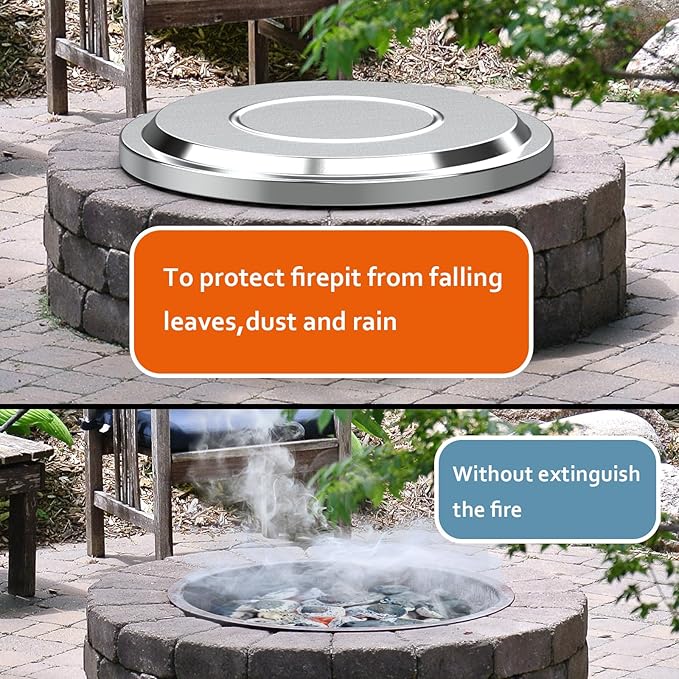 Fire Pit Lid for Solo Stove Yukon, 27 Inch Stainless Steel Fire Pits Cover, Anti-Rust and Waterproof Fire Pit Accessories for Outdoor Fire Pits and Camping Accessories