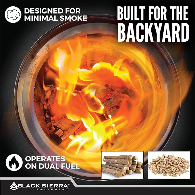 Black Sierra Tabletop Smokeless 7" Firepit, Mini Firepit Burns Wood Pellets, Stainless Steel for Camping, Outdoor & Patio, Wood Burning Portable Bonfire Perfect for Smore's