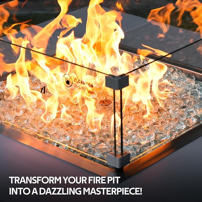 Mr. Fireglass 1/2-Inch Polygon Fire Glass for Fireplace Fire Pit & Lanscaping, 10 Pounds High Luster Crystal Ice