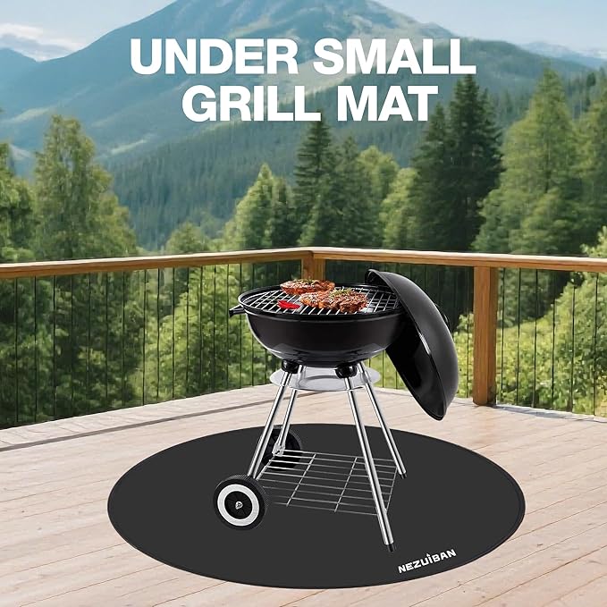 36" Fire Pit Mat for Solo Stove Bonfire, 3-Layer Heat Resistant Fireproof Under Grill Mat, Double-Sided Silicone Deck & Patio Protector, Round BBQ Mat, Easy to Clean Reusable