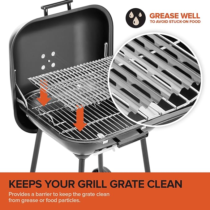 Stock Your Home 12 Pack Aluminum Grill Grate Liners, 12" x 20" No Mess Foil Disposable Grill Toppers for Outdoor Charcoal BBQs, Grilling Accessories