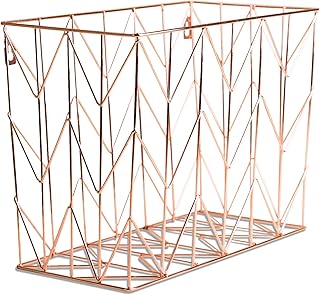 U Brands Hanging File Desk Organizer, Rose Gold Wire Metal - 854U02-06