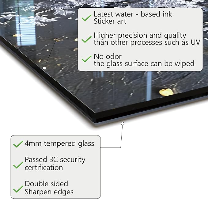 DAIFURONGE Tempered Glass Backsplash for Kitchen, Tree of Life Art Stove Backsplash Protector - Easy to Clean Wall Decor (Art Deco 4, 30"x20"(76.2x50.8cm))
