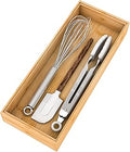 Utensil Organizer Silverware Drawer Organizer-Stackable Bamboo Flatware Caddy Cutlery Holder, Wooden Storage Boxes Tray for Bedroom,Office, Bathroom, Vanity & Garage Tool Organization(15"6"2.5")