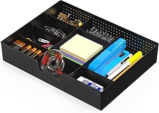 Simple Houseware Drawer Organizer Tray with 9 Adjustable Compartments, Black