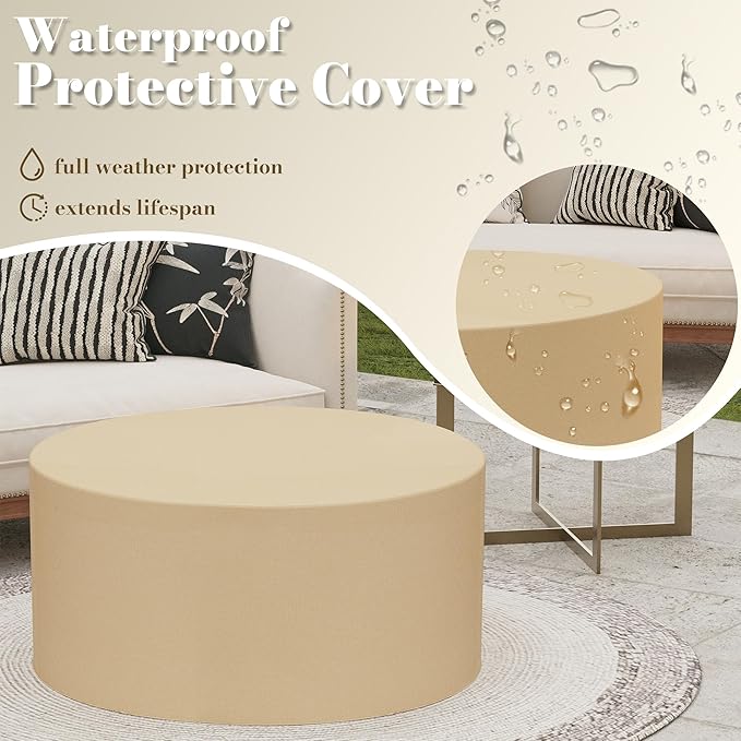 32.5 Inch Propane Fire Pit Table, 50,000 BTU Round Patio Fire Pit Table Outdoor, CSA Certified, Stainless Burner with Steel Lid, Waterproof Cover & Lava Rocks, for Garden Backyard, Gray