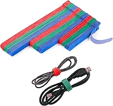 90PCS Reusable Cable Ties - 4+6+8 Inch, Heavy Duty Hook & Loop Straps in Red Green Blue, Adjustable & Multi-Purpose Fastening, Color-Coded Wire Ties for Home Office, Garage & Cable Management
