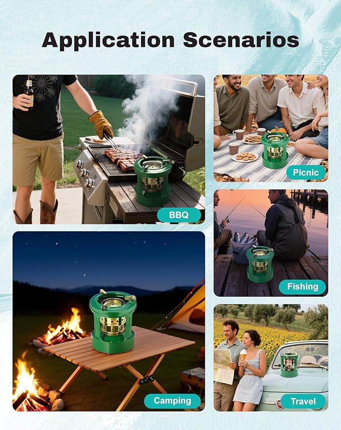 Camping Picnic Burner Furnace, Efficient Portable Camping Stove, Backpacking Oil Stoves Cooker Cookware, Handy Outdoor Portable Kerosene Stove (Round)