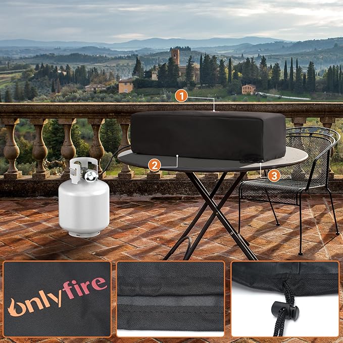 Onlyfire Tabletop Fire Pit Cover, 28 Inch Rectangular Outdoor Patio Gas Propane Firepit Cover with UV Resistant and Waterproof Firepit Table Cover for Patio & Outdoors, 28.7x9.2x7.7 inch