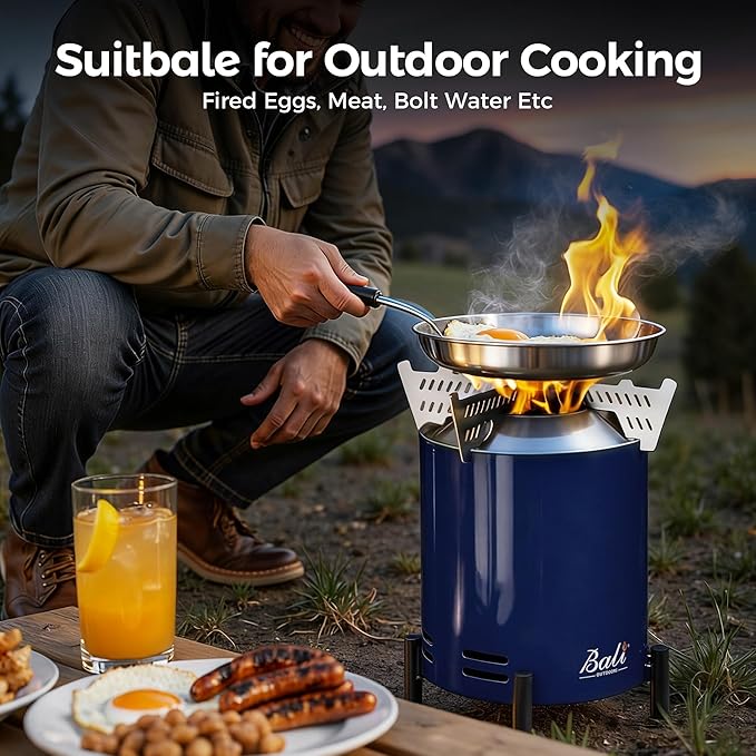 BALI OUTDOORS 6.5 inch Tabletop Fire Pit Round, Stainless Steel Table Top Firepit Small, Outdoor Smokeless Firepit Portable, Blue