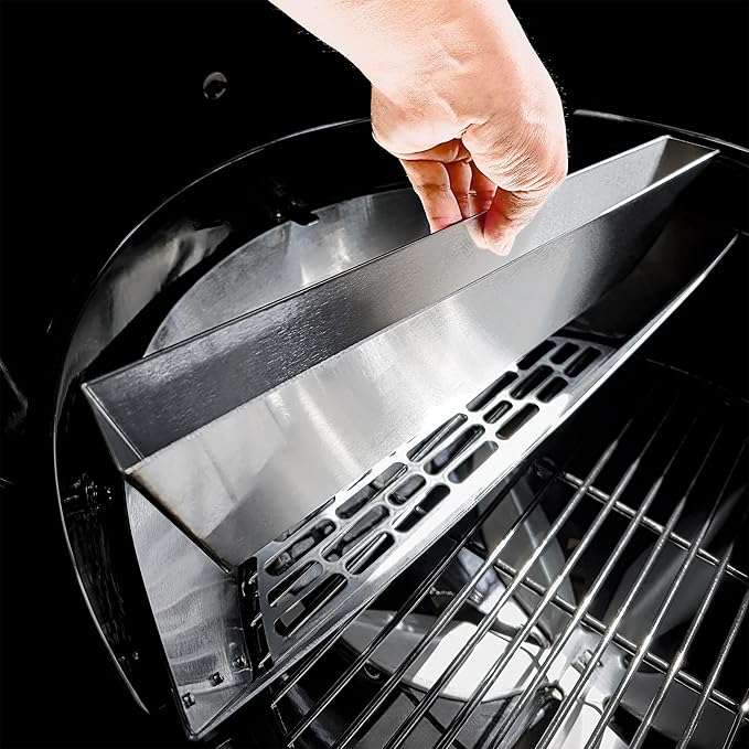 Slow 'N Sear® Deluxe Charcoal Basket Insert for 22" Weber Kettle Grills – Patented Stainless Steel Two-Zone Cooking Accessory with Removable Water Reservoir for Low & Slow Smoking and Searing