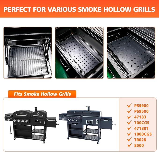 Uniflasy Stretchable 15-28" Charcoal Tray for Expert 24 Grill Parts, Pit Boss Memphis I, Chargriller PS9900 2190 6500 6800 8500, Adjustable Charcoal Basket Holder for Smoke Hollow 47183T-21 Replacement Parts