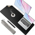 Chihein 43" x 16" 3XL Desk Mat with Cork & PU Leather (Black), Dual Sided Desk Pad Protector, Waterproof Computer Desk Mat for Gaming, Office, Home