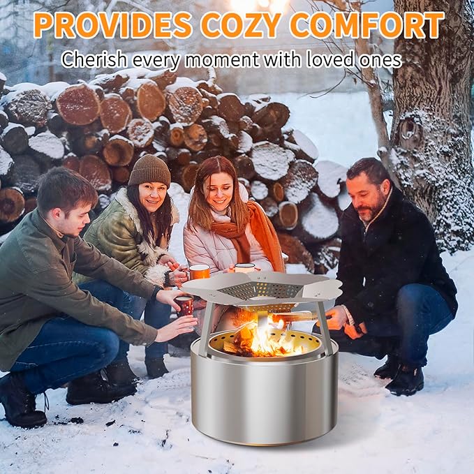 Heat Deflector for Solo Stove Bonfire 19.5", Portable 304 Stainless Steel Bonfire Heat Deflector, Fire Pit Heat Diffuser with Carrying Handle & Leg for Solo Stove Accessories Easy to Install
