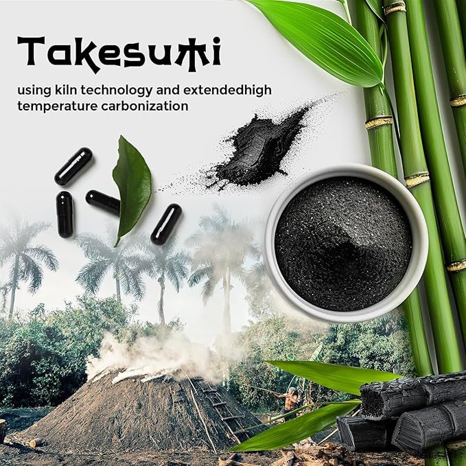 Orinthalixium Takesumi Bamboo Charcoal 2000mg – Activated Charcoal from Bamboo for Max Absorption, Detox & Gut, 120 Vegan Capsules（2 Bottle）